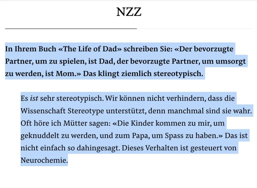 Skandal! Wissenschaftlerin weisst neurochemischen Unterschied zwischen Vätern und Müttern nach :)