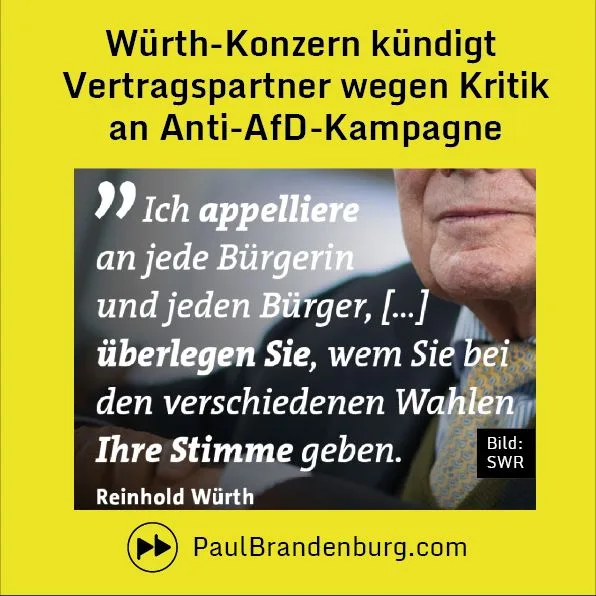 Würth-Konzern kündigt Vertragspartner wegen Kritik an Anti-AfD-Kampagne