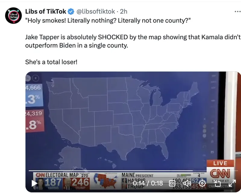 Ergebnis von Kamala Harris: in allen Wahlkreisen schlechter als Joe Biden. Woko Haram hat seinen Heimatmarkt verloren.