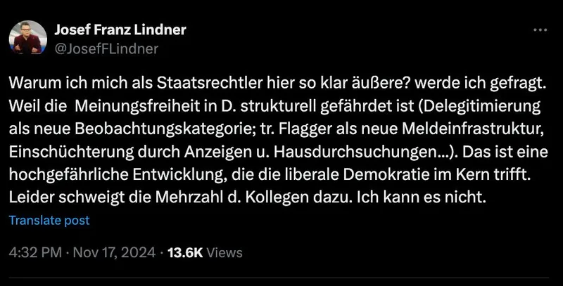 Ihr Mut verdient Respekt, Josef Lindner. Allein: er kommt zu spät.