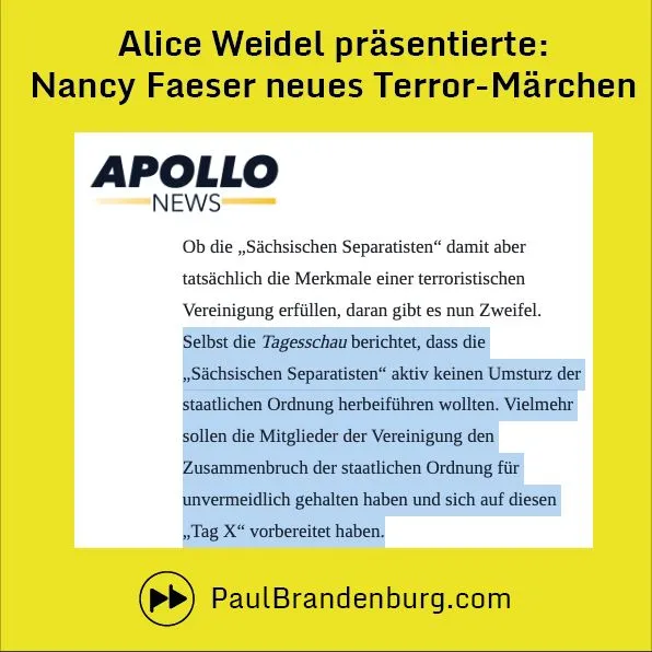 Alice Weidel (@AfD) präsentierte: Nancy Faesers neues Terror-Märchen