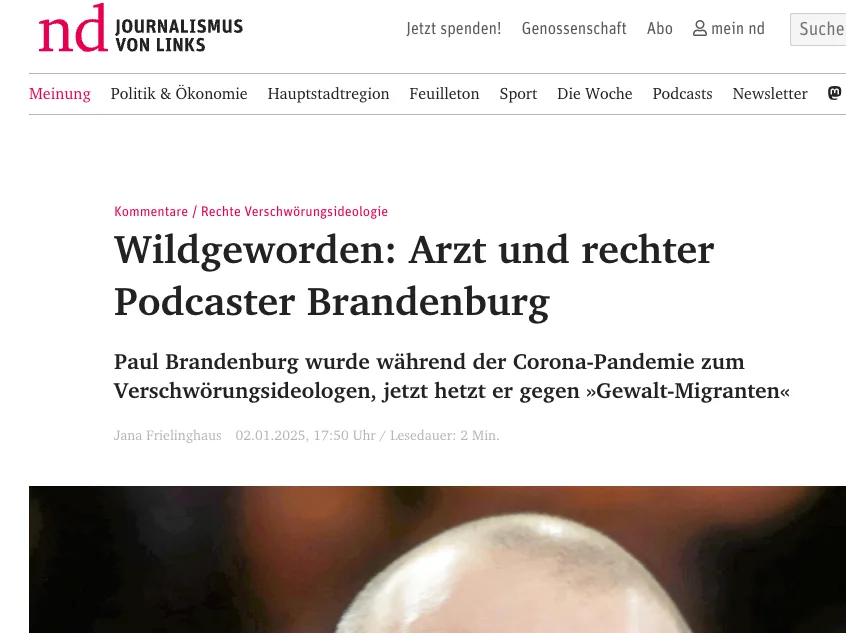 "Neues Deutschland" wirbt für Paul Brandenburg & "Nacktes Niveau"