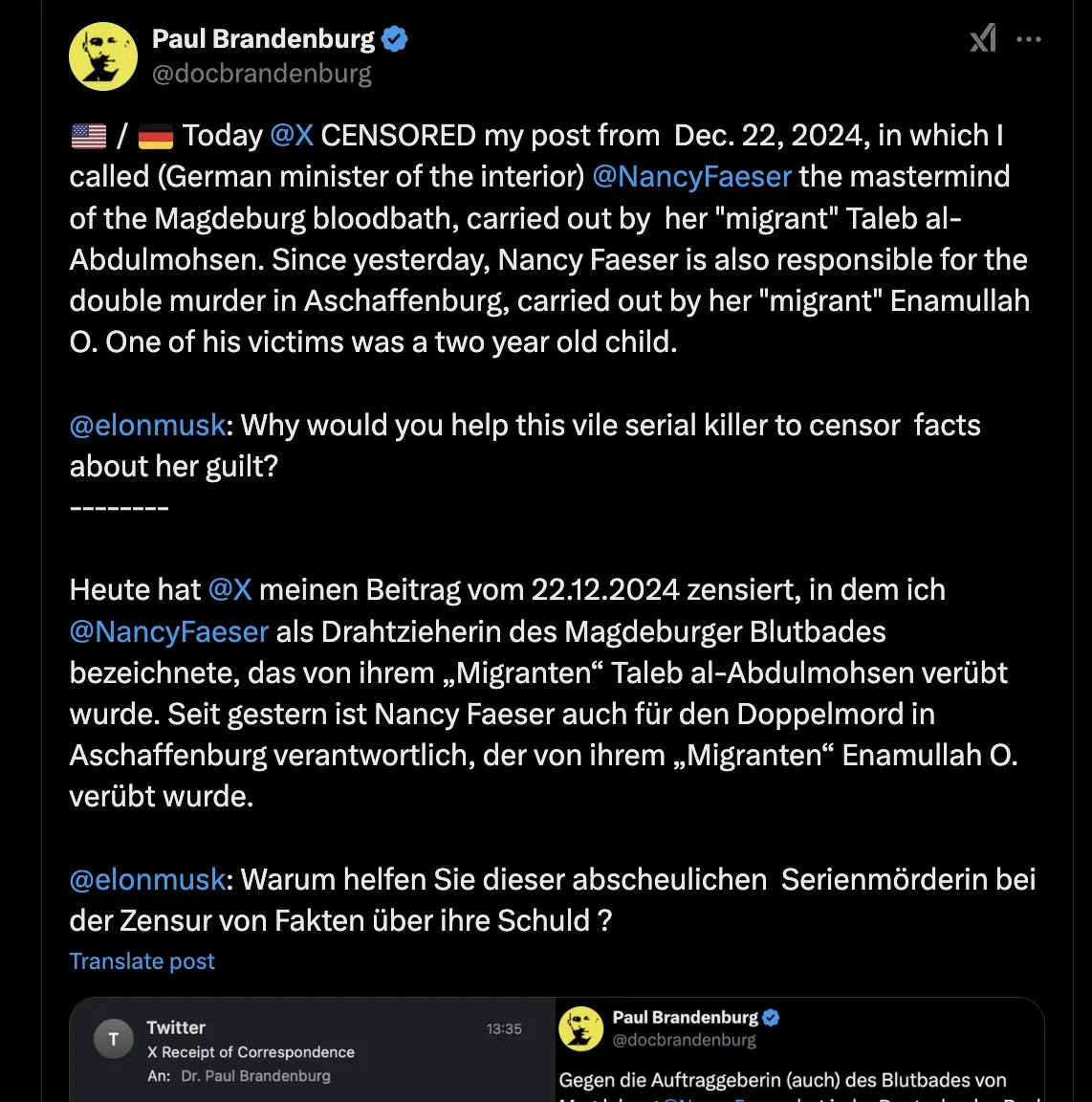 @elonmusk: Why would you help a vile serial killer to censor facts about her guilt?