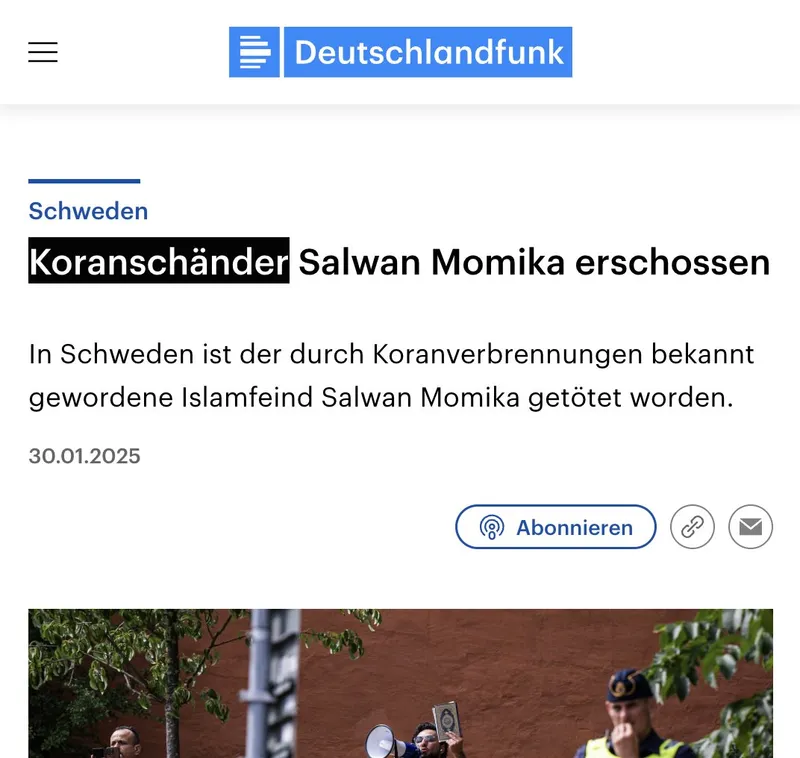 Staatssender "Deutschlandfunk": Mordopfer selbst schuld, weil es die Religion des Friedens(TM) "schändete"?