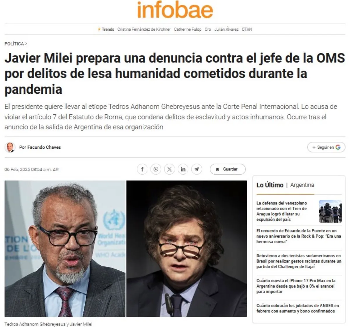 "@WHO": Argentiniens Präsident Javier @JMilei verfügt Austritt seines Landes