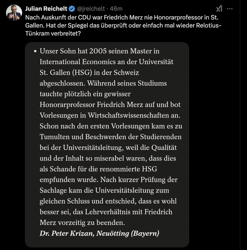 CDU-Propagandasekretär Julian @jreichelt geht für seinen Chef Dr. Blackrock @_FriedrichMerz sogar die Leserbriefe(!) im @derspiegel durch.