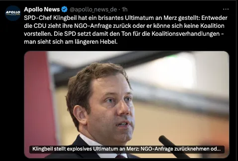 Erinnerungsserivce: DOGE in Deutschland wäre das Ende der Parteienkorruption. Darum wird es mit der Parteienkorruption kein DOGE in Deutschland geben ;)