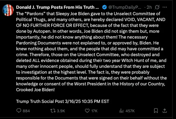 BREAKING +++ Trump erklärt Begnadigungen durch Joe Biden für ungültig