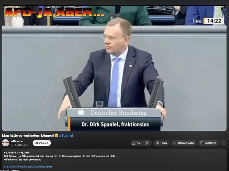 Für wen arbeitet die @AfD? Bei der Verfassungsvergewaltigung vom 18.3.25 durch die Kartellparteien hat sie tatenlos zugesehen