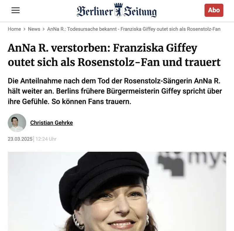 "Rosentolz"-Sängerin Anna R.: Auch ein "Impf"-Opfer?