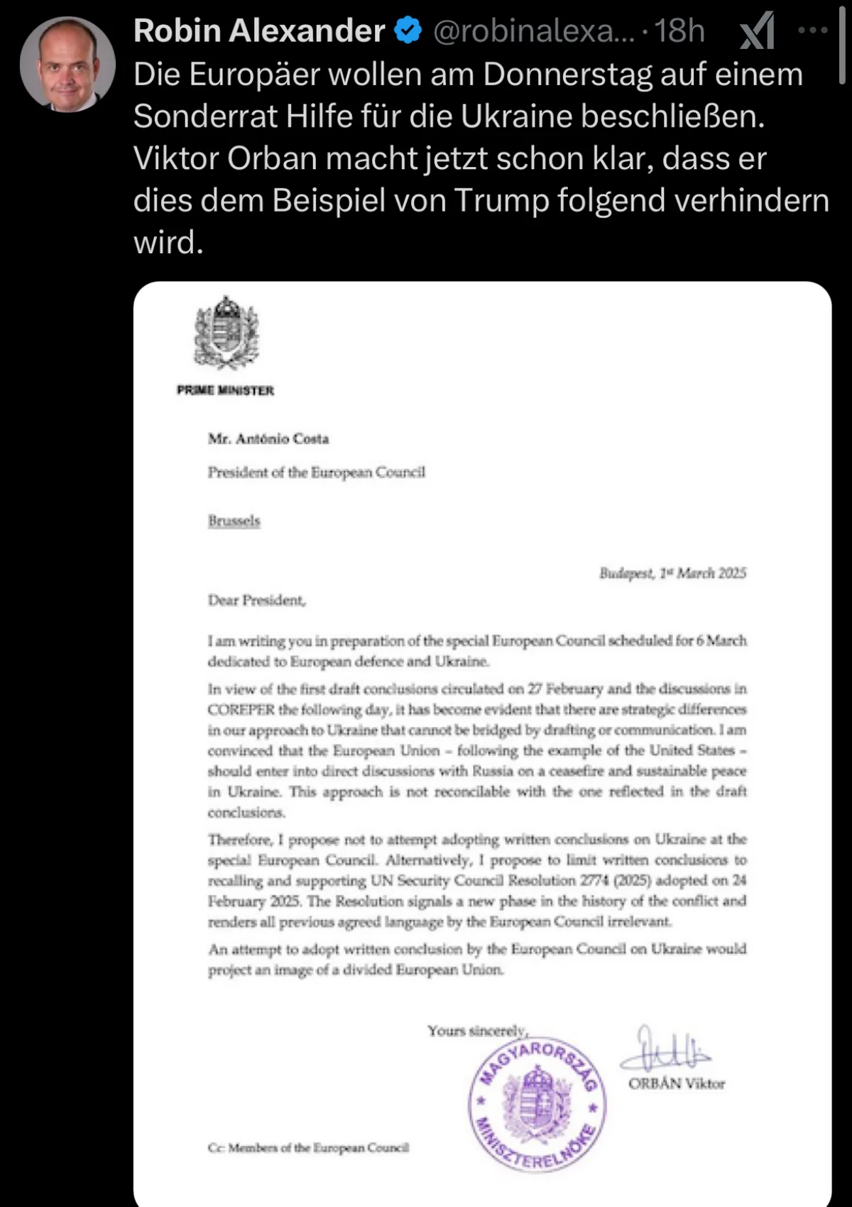 Keine „EU“-Hilfen mehr für die Ukraine, fordert @PM_ViktorOrban