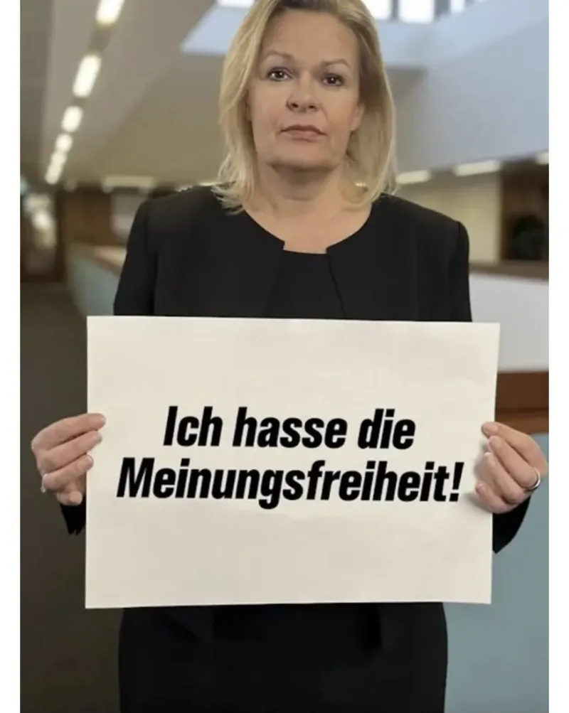 Frau @NacyFaeser hasst die Meinungsfreiheit fast noch mehr, als alle anderen Grundrechte.