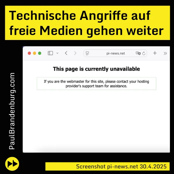 Technische Angriffe auf freie Medien gehen weiter: "PI-News" seit Sonntag offline