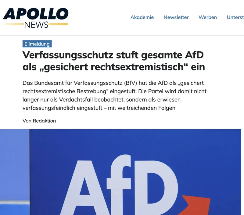 BREAKING +++ @AfD durch Bundesamt für Verfassungsschutz als "gesichert rechtsextremistisch" eingestuft