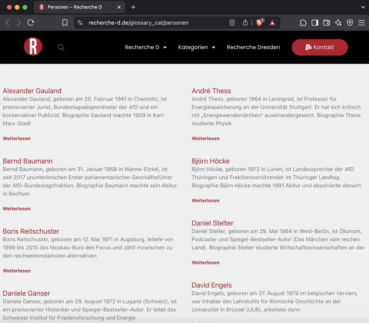 Tipp: Projekt "Korrektur Wikipedia-Lebensläufe" von "Recherche D"