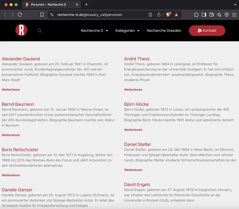 Tipp: Projekt "Korrektur Wikipedia-Lebensläufe" von "Recherche D"