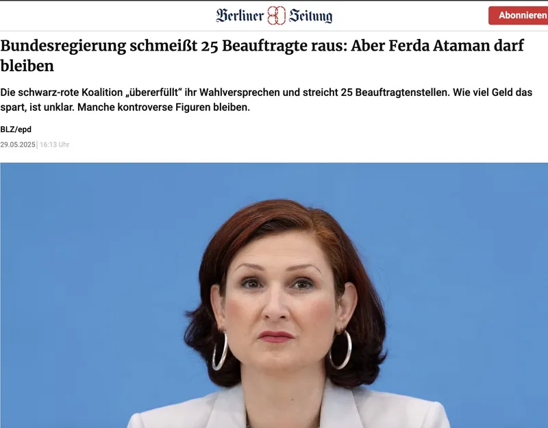 Türkischstämmige Rassistin & Deutschenhasserin bleibt "Antidiskriminierungsbeauftragte": @Blackrock-Kanzler @_FriedrichMerz macht wirklich alles für Deutschland ;)