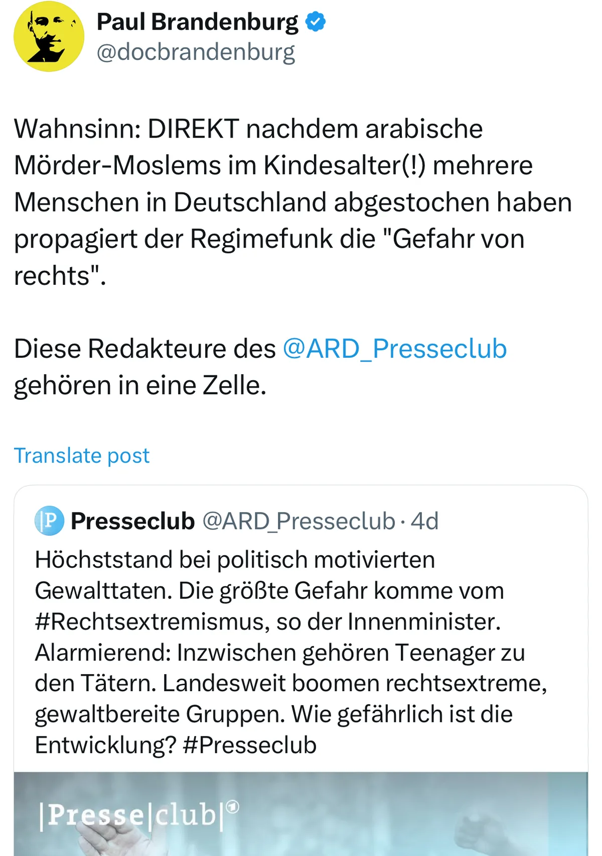 In der “EU” ist dieser Post von @X zensiert worden wegen “Hatespeech”.