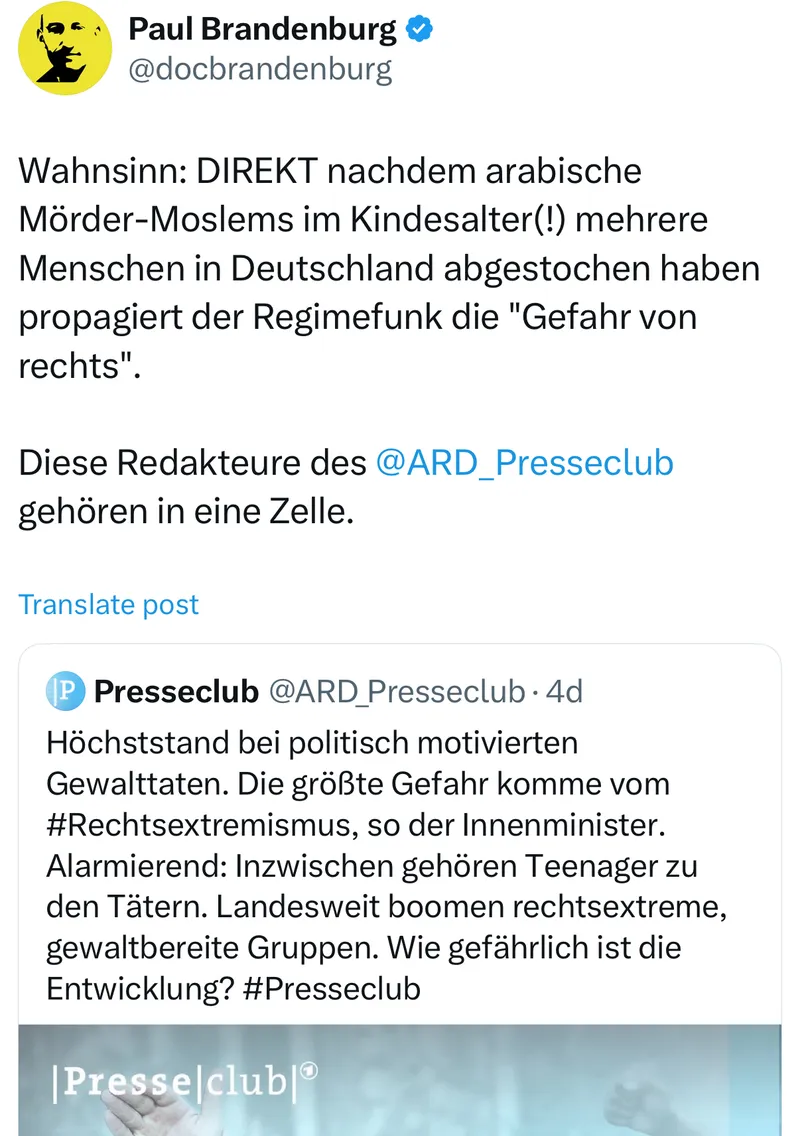 In der “EU” ist dieser Post von @X zensiert worden wegen “Hatespeech”.
