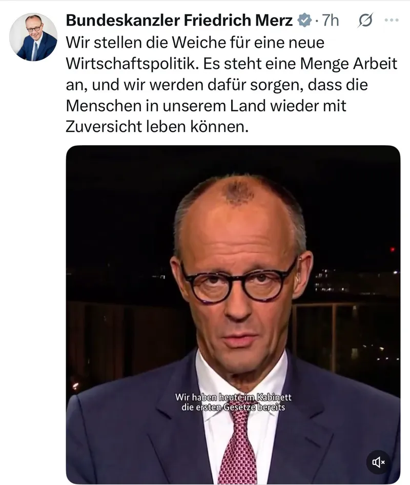Erstaunlich: @Blackrock-Kanzler gesteht, dass Bürger KEINE Zuversicht mehr haben. Dagegen mache er nun alles für Deutschland :)