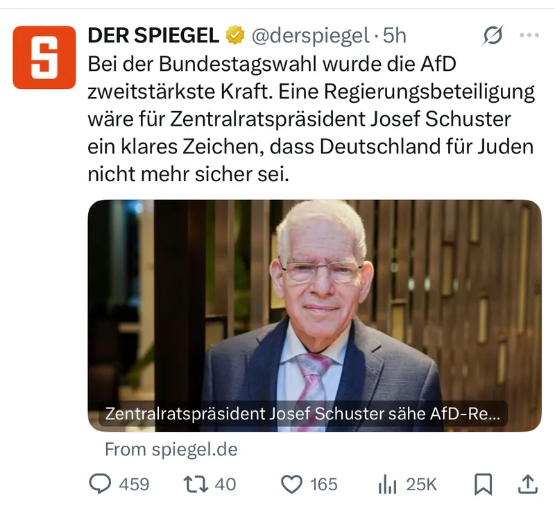 Meine jüdischen Freunde haben Angst vor den Gewalt-"Migranten" in Deutschland, nicht vor der @AfD. Meine jüdischen Freunde müssen wohl Nazis sein ;)