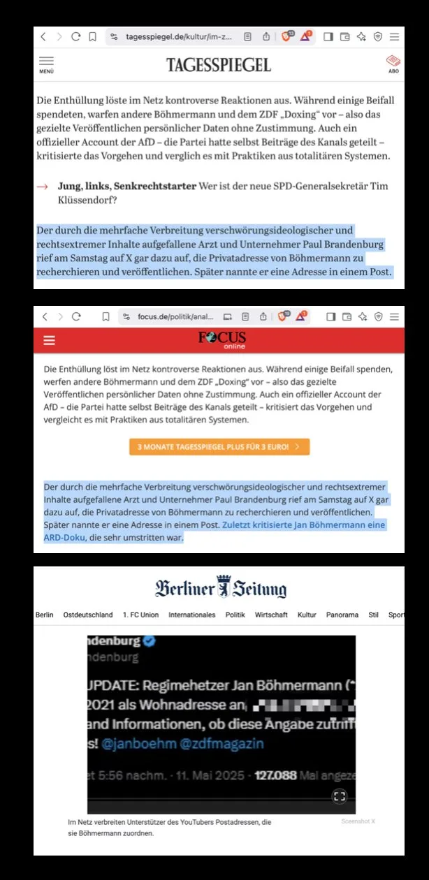 Propaganda im Untergang: @Tagesspiegel und @Focusonline scheinen sich ihre Journutten zu teilen – und den Fetisch der Sprachvergewaltigung: "Der durch die mehrfache Verbreitung verschwörungsideologischer und rechtsextremer Inhalte aufgefallene Arzt und Un