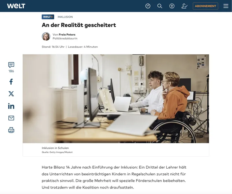 "Inklusion" ist ein Ideologieprojekt zum Schaden unserer Kinder und unserer Schulen. Darauf wies @BjoernHoecke bereits vor längerem hin.