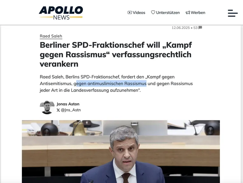 Islamisierung als Staatsziel: @spdberlin-Funktionär (und Palästinenser) Rahed Saleh macht sich ehrlich. Er beweist damit: Deutschland millionenfache Remigration.