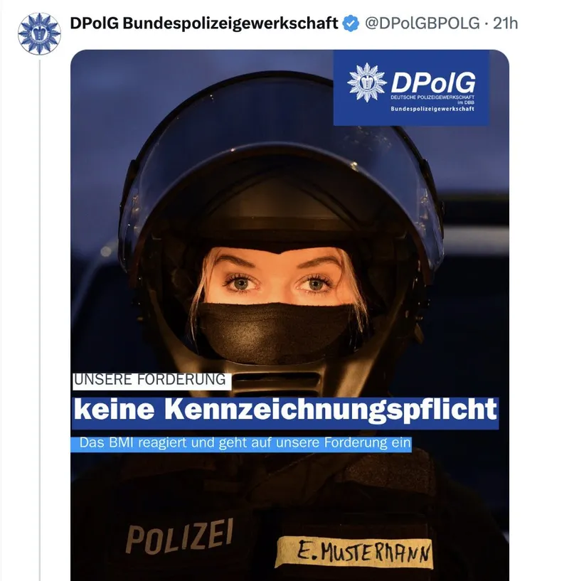 Ratespiel: Warum ist die Gewerkschaft der Staatsterrorhelfer @DPolGBPOLG wohl für die Anonymität ihrer Mitglieder beim Begehen von Gewaltverbrechen? ;)