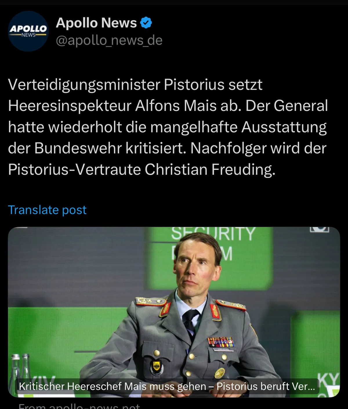 Minister Pistorius macht kriegsgeilen Propaganda-General Christian Freuding zu seinem obersten Heeresführer