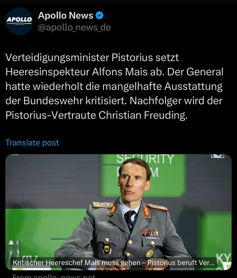 Minister Pistorius macht kriegsgeilen Propaganda-General Christian Freuding zu seinem obersten Heeresführer