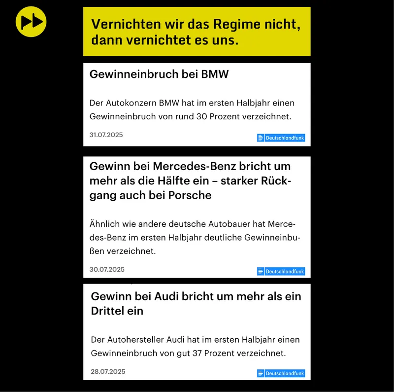 Vernichten wir nicht dass Regime, vernichtet es uns