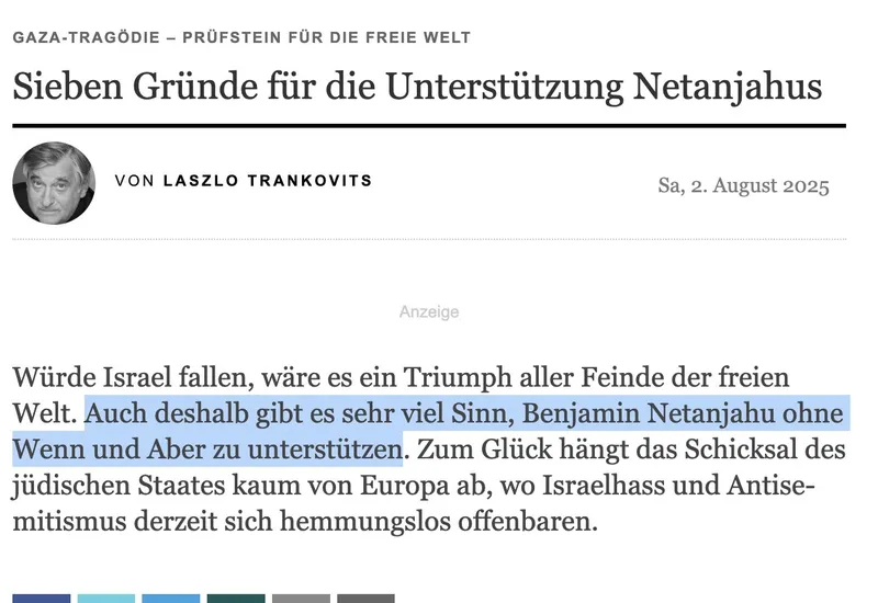 „(Es ergibt) sehr viel Sinn, Benjamin Netanjahu ohne Wenn und Aber zu unterstützen." – @RolandTichy lässt die Propaganda-Trommel so brachial prügeln, wie sonst nur Burkhard Müller-Ulrich in seinem @kontrafunk.