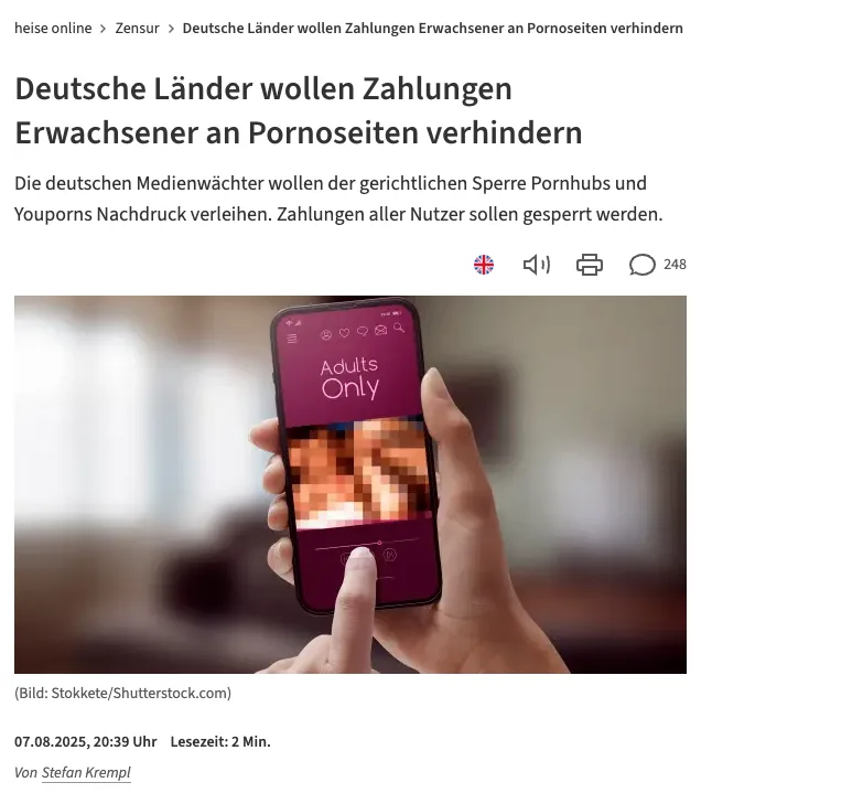 Staatliche "Finanzsperren" für unliebsame Internetseiten. Keine Sorge: es geht natürlich NUR um "Jugendschutz", Niemand hat die Absicht, die totale Zensur einzuführen ;)