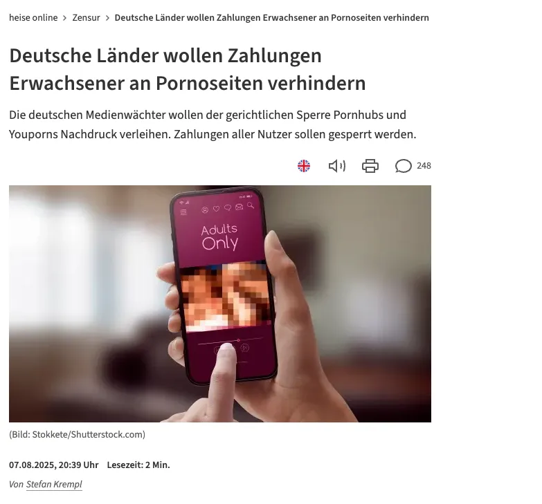 Staatliche "Finanzsperren" für unliebsame Internetseiten. Keine Sorge: es geht natürlich NUR um "Jugendschutz", Niemand hat die Absicht, die totale Zensur einzuführen ;)