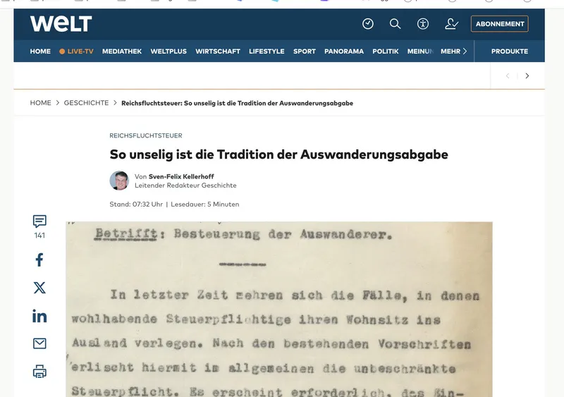 Reichsfluchtsteuer: Nächste "Verschwörungstheorie" nun regimeoffiziell