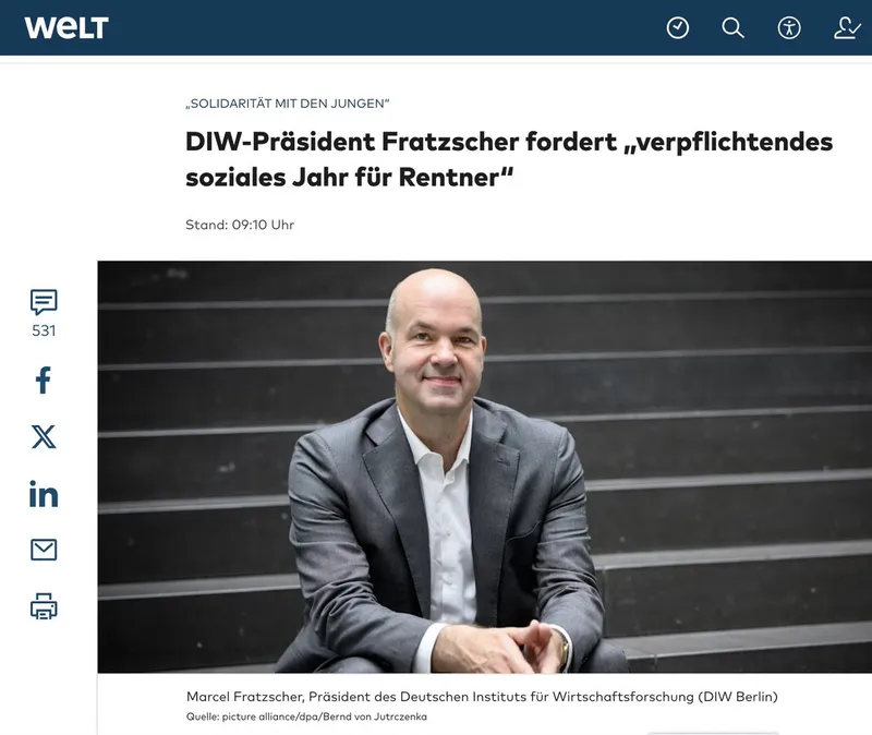 Hof-Ökonom des Regimes will Arbeitsdienst für Rentner - deutlicher kann man seinen Bankrott nicht plakatieren :)