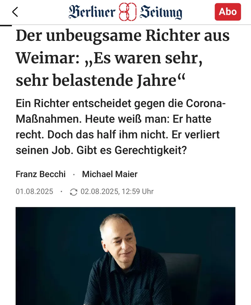 Richter Christian Dettmar ist ein Held. Zu viele seiner früheren Berufskollegen sind mehrheitlich leider Abfall in Uniform.