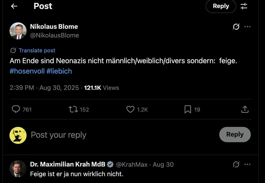 Deutschland Öffentlichkeit 2025 in a Nutshell: Glühender Regimefaschist versucht Dissidenten mit dessen Vergangenheit zu diffamieren während "Verfassungsschutz"-Marionette sich beiden Lagern andienen möchte