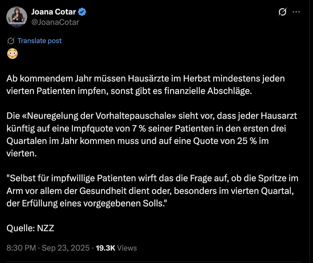 Ärztlicher Servicetweet: Deutsche "Kassenärzte" sind die Huren einer Mafia. Die Funktionäre der "Kassenärztlichen Vereinigungen" gehören hinter Gitter.