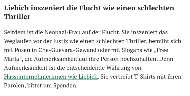 Hauptsache "Rechtsextremist": Regimenahe Medien von @DasErste über @niusde_ bis @ZDF erwähnen @MarlaSvenjaL niemals ohne den Zusatz "Rechtsextremist" oder "Neonazi"