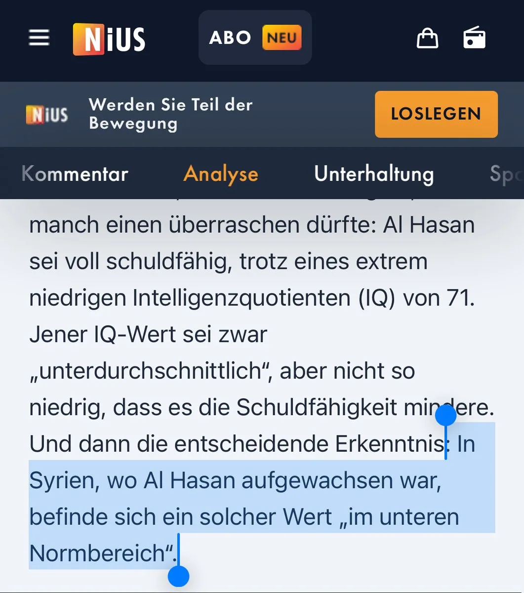Moslem-Invasoren aus Syrien sind dumm - schreibt @niusde_