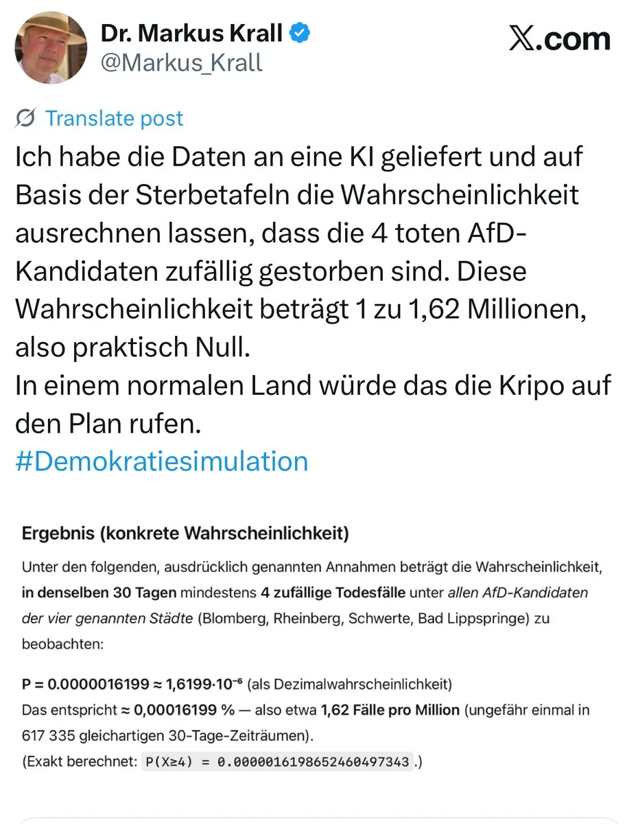Tote AfD-Kandidaten: Ist Deutschlands Regime zu offenen Morden übergegangen?