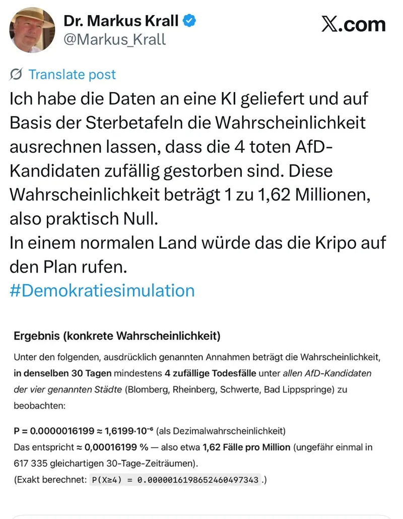 Tote AfD-Kandidaten: Ist Deutschlands Regime zu offenen Morden übergegangen?
