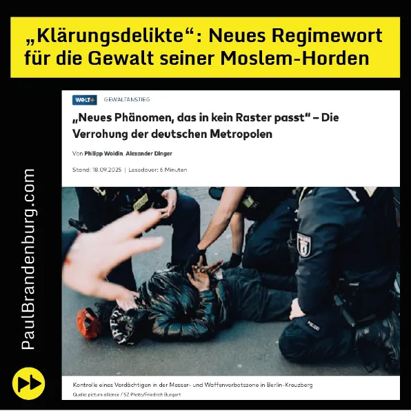 „Klärungsdelikte": Neues Regimewort für die Gewalt seiner Moslem-Horden