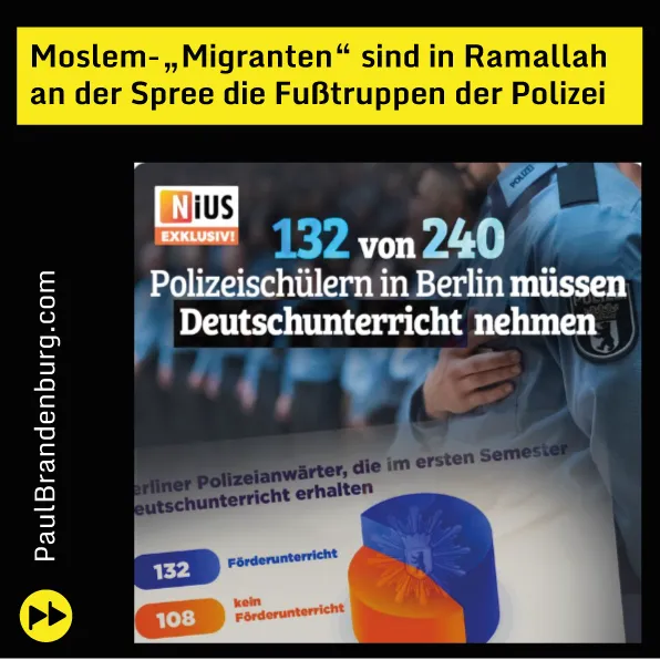 Moslem-„Migranten“ sind in Ramallah an der Spree die Fußtruppen der Polizei