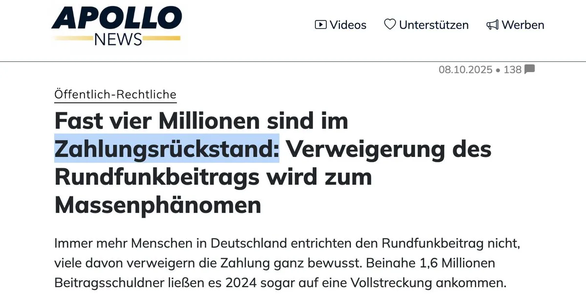 "Rückstand" ? Der Regimefunk darf keinen Cent mehr bekommen - wie auch der sonstige Terrorapparat.