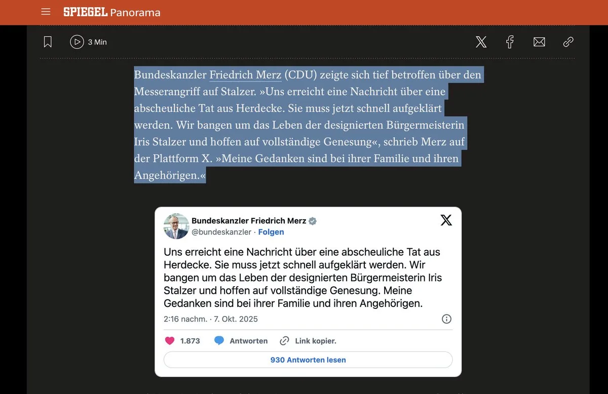 BREAKING ++ Kanzler erstmals "tief betroffen" von Messergewalt seiner Mörder-"Migranten"