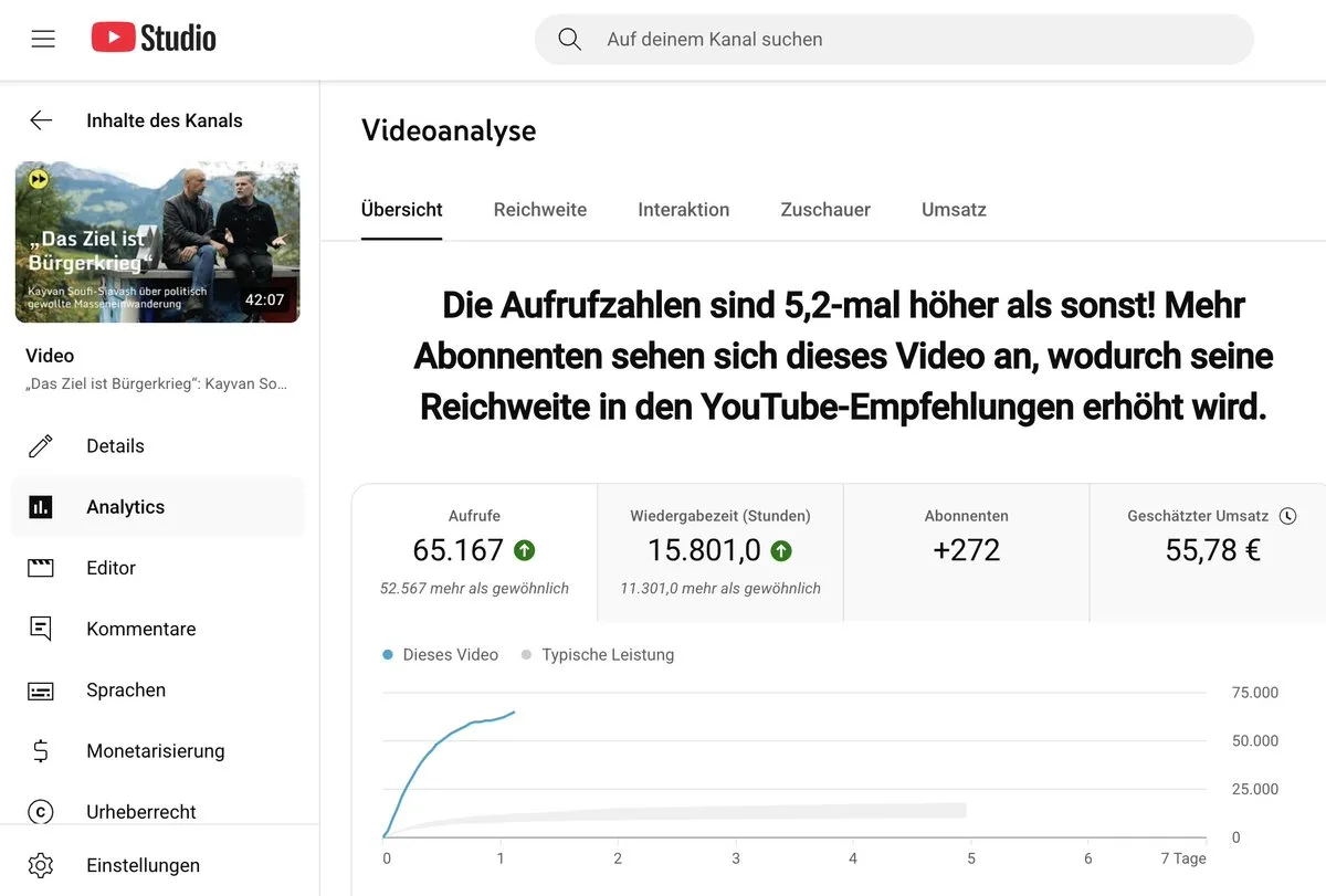 Wie "lukrativ" ist Youtube-Werbung für (regimekritische) Kanalinhaber?