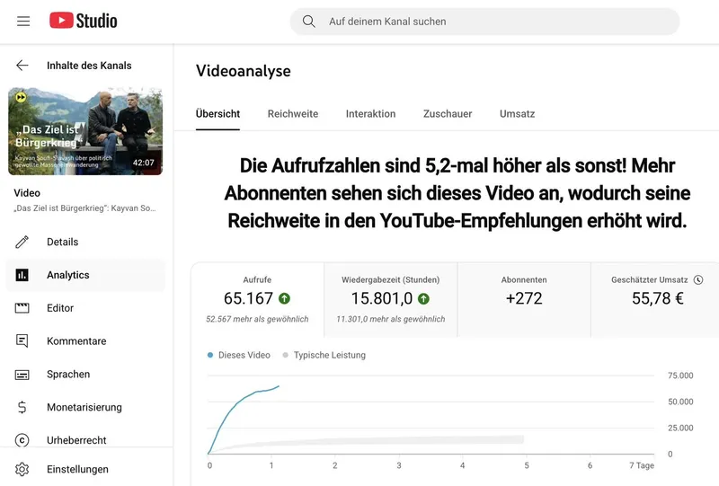 Wie "lukrativ" ist Youtube-Werbung für (regimekritische) Kanalinhaber?